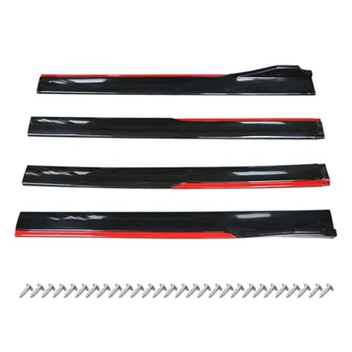 Faldas laterales universales de 2,4 metros para coche con labio divisor rojo negro 4 uds