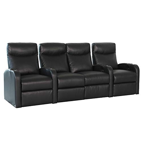 Octane Seating Black Octane Pilot Xs750 Bonded Home Theater Seating (Set Of 4 With Center Loveseat) #TOP1