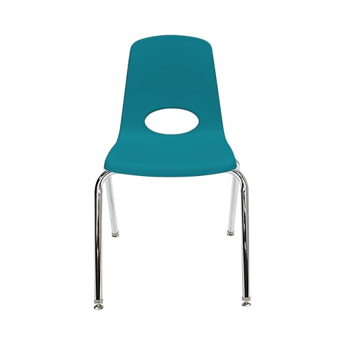 Image of FDP 18 inch School Stack Chair,Stacking Student Seat with Chromed Steel Legs and Swivel Glides for Classroom, Homeschool or Office - Teal, 11561-TL