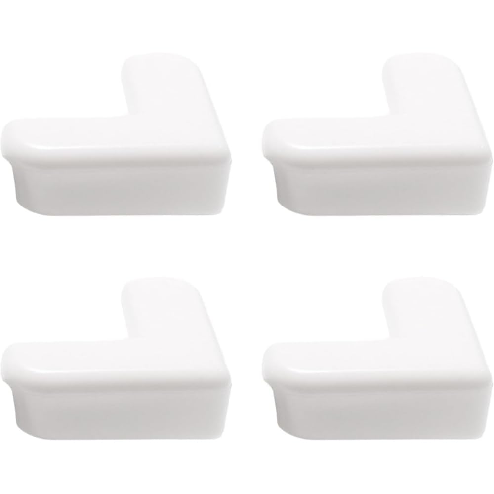 4-Pack White Corner and Edge Protectors - Self-Adhesive Bumpers for Furniture, Desks and Tables, Shock-Absorbing Guards for Home and Office Use