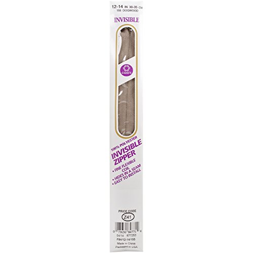 Coats Invisible Zipper, 12" to 14", Dogwood