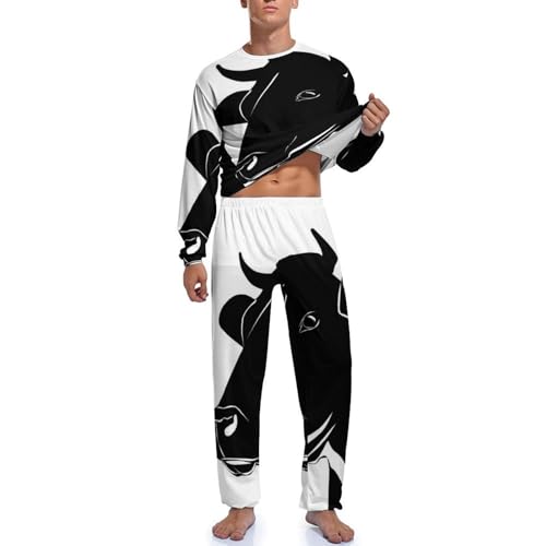 Haut et bas de pyjama manche longue homme motif vache imprimé