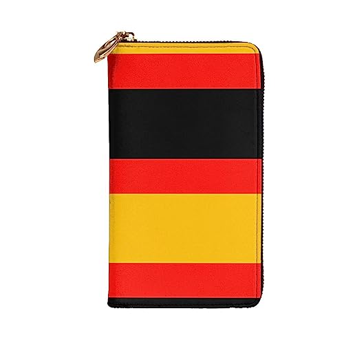 Leather Wallet 7.48 x 4.13 in - Stylish and Durable Wallet for Women with Multiple Compartments and Zipper Design germany flag Pattern2