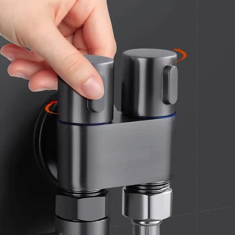 1-In-2-Out Dual Control Valve, 2023 Newest Double Control Mini Shower, Extra Long Hose High-Pressure Bathroom Faucet Kit For Bidet And Shower, Easy To Assemble (Black, 1 Brass Dual Control Valve) #TOP1