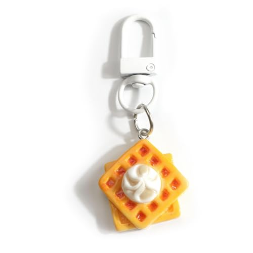 SHTALHST Waffle Keychain Cute Food Keycharm Breakfast Keychain for Women