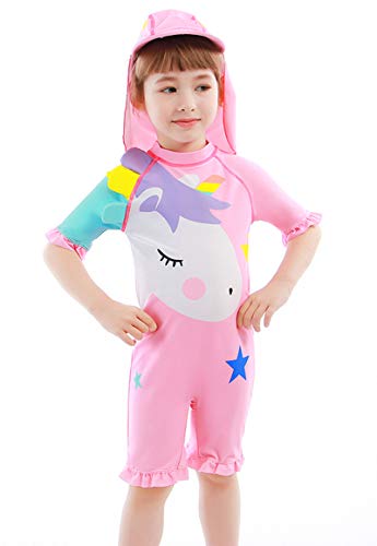 Baby Toddler Girls Unicorn Swimsuits One Piece Swimwear Bathing Suits Rash Guard UPF 50+ (Pink Star Unicorn, 2-3 Years)