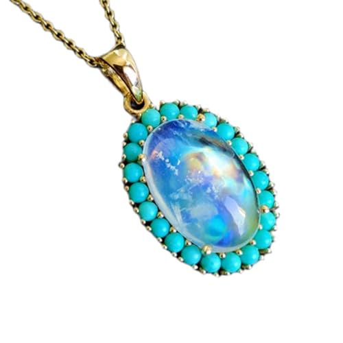 Colgante de piedra lunar arcoíris natural turquesa azul plata 925 gmpd_0330
