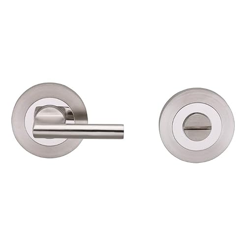 Image of KOOPLES HARDWARE SWL Disabled Thumbturn for WC Bathroom Door DDA Compliant with Red Green Occupancy Display and Without Indicator (Without Indicator, Bright/Satin Stainless Steel)