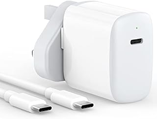 20W USB C Charger Plug and 6.6Ft USB C to USB C Cable for iPad Pro 12.9 5/4/3 Gen, iPad Pro 11 3/2/1 Gen, iPad Air 4th 2020, iPad Air 5 2022, iPad mini 6 2021, Galaxy S21/Note20, Pixel 6 pro /6