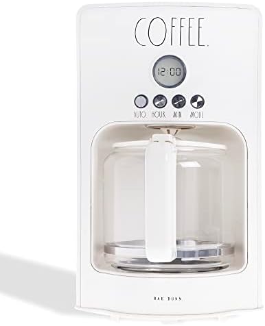 Rae Dunn Programmable Drip Coffee Maker, Coffee Pot for Kitchen, Electric Coffee Machine for Brewing Coffee. Easy to Use Coffee Maker Brews 12 Cups, Genuine Labelled COFFEE