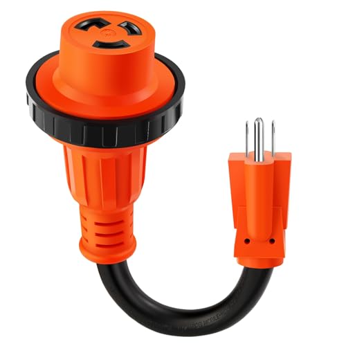 Image of RV 30 Amp to 110 Adapter with Locking Connector, 5-15P to L5-30R