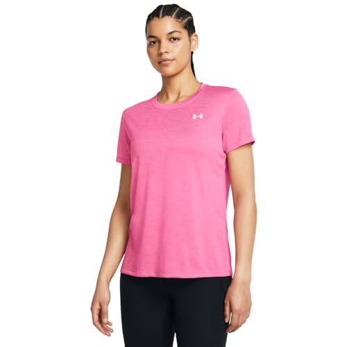 Under Armour Women's Tech Twist Short Sleeve Crew, (682) Fluo Pink / / White, XL
