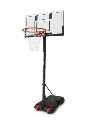 JugaToys - Canasta Baloncesto Exterior - Base con Ruedas Portátil - Incluye Balón e Hinchador - Altura Ajustable Máximo 236 cm - Estructura Resistente - Juego Exterior para niños +3 años