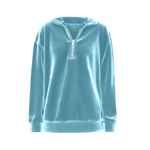 Girls Velour Sweatshirts Half Zip Long Sleeve Cute Preppy Tops Teen Trendy Oversized Pullover Fall Winter Clothes4