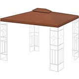 WASSERDICHT Ersatzdach 3x4m Dach 340g für Pavillon Kaminabzug Pavillondach PVC (Braun #44)