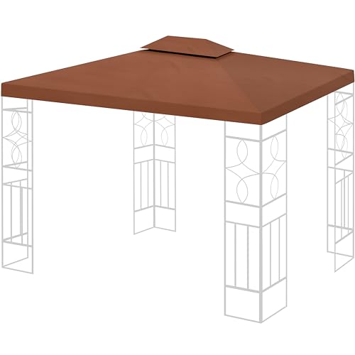 WASSERDICHT Ersatzdach 3x4m Dach 340g für Pavillon Kaminabzug Pavillondach PVC (Braun #44)