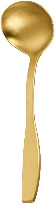 Silverware Flatware Set, 1/4/6/8/10/12 Pieces Stainless Steel Thickened Hollow Handle Soup Shell Household Soup Spoon Hot Pot Soup Spoon(Gold,6 Pieces)