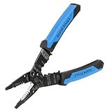 Klein Tools 1025 Long Nose Multi-Purpose Wire Stripper Tool, Made in USA Professional Electrician Tools, Crimping Tool, Cable Stripper for 10-20 AWG Solid, 12-22 AWG Stranded Wire