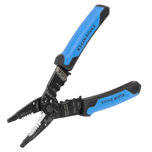 Klein Tools 1025 Long Nose Multi-Purpose Wire Stripper Tool, Made in USA Professional Electrician Tools, Crimping Tool, Cable Stripper for 10-20 AWG Solid, 12-22 AWG Stranded Wire