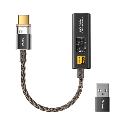 Xumee USB C to 3.5mm Audio Adapter, DAC Dongle with Dual Chip (CX31993 + MAX97220), Hi-Res 32bit/384kHz, USB C DAC AMP Dongle Compatible with iPhone 16/15 Series,Galaxy S25 / S24,Pixel (Black)