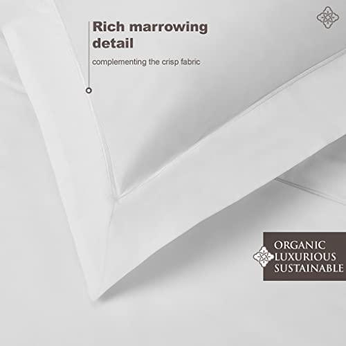 BIOWEAVES 100% Organic Cotton Percale Duvet Cover King Size Set – Crisp, Soft & Naturally Cooling Weave, 300 Thread Count GOTS Certified King Duvet Cover & 2 Pillow Shams – 106x92 inches, White - Thumbnail 2