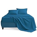 Swiftify King Size Sheets Set, 4 Pieces Hotel Luxury Soft Microfiber Bed Sheets Set, Up to 16' Deep Pockets, Oeko-Tex Sheets with Elastic, Breathable, Wrinkle Free (Peacock Blue,King)