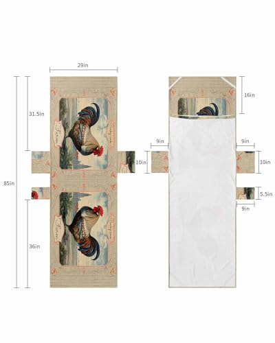 Farm Rooster Beach Lounge Chair Towel Cover, Soft Chaise Lounge Towel with Side Pockets Patio Pool Chairs Cover for Beach/Pool Sunbathing 29x85 Farmhouse Vintage Animal