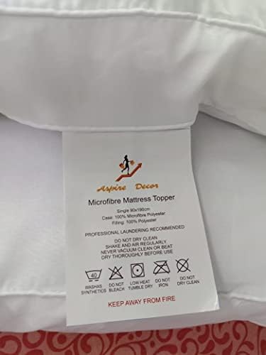 Aspire Decor Mattress Topper HOTEL QUALITY(Microlite) MICRO FIBER MATTRESS TOPPER THICK 5 CM ,ANTI ALLERGENIC (Single),White