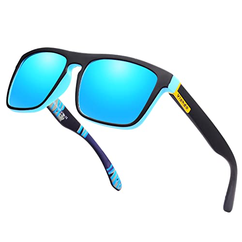 Viahda Polarized Sports Sunglasses For Man Cycling Running Fishing Golf Sun Glasses Women Hd731 (C1 Black Blue Frame-Blue Mirror Polarized Lens) #TOP4