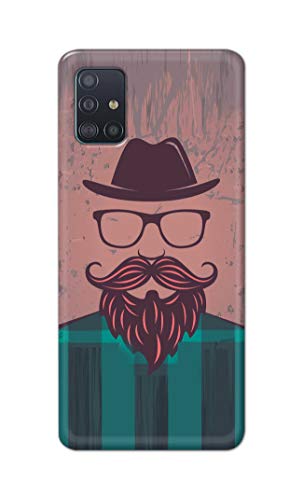 Image of PRINTFIDAA Man Icon with Beard Shirt Hipster Printed Designer Hard Case for Samsung Galaxy A51, SM-A515F / DSN, SM-A515F / DS Back Cover -(e) RPM1001