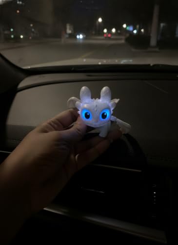 White Dragon Keychain Toy with LED Light & Moving Wings, White Fury Glowing Dragon Keychain | Mini Fantasy Figure Creature Charm for Car Dashboard, Bike Keys, Backpack Bag Accessory & Kids Gift - Image 3