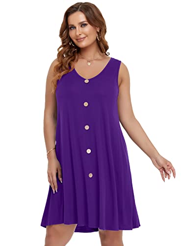 Image of BELAROI Summer Dresses for Women Beach Tshirt Sundress V Neck Casual Swing Tank Dress Swimsuit Cover Ups Pockets