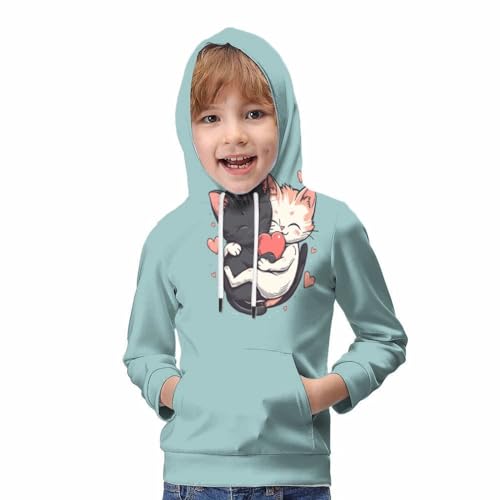 Sweat à capuche enfant imprimé chat 3D cadeau parfait avec poche