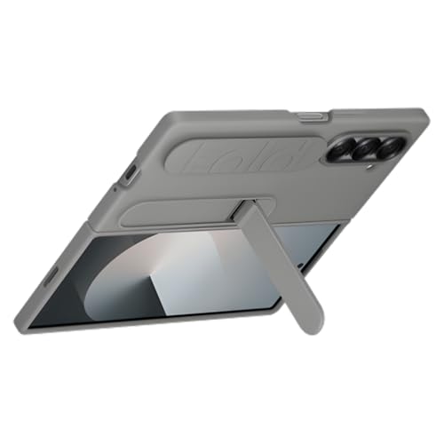 Image of Polycarbonate & Tempered Glass Compatible with Samsung Galaxy Z Fold 7 Case with Wristband Stand, Built-in Screen & Lens Protection, Shockproof Full Body Protection (Grey)