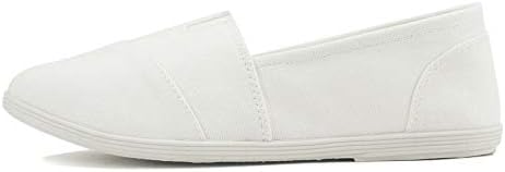 Soda OBJI ~ Women Fashion Flat Slip On Canvas Loafers Padded Gel Foam Insoles (White, Numeric_8_Point_5)