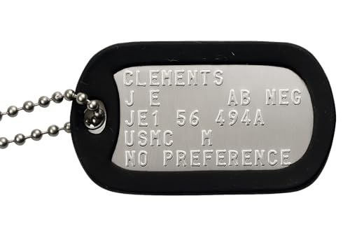 Graphotype™ Einzelne Militärische Erkennungsmarke- Satz mit 1 personalisierte Erkennungsmarke im Armeestil mit Kugelketten & Schalldampfer