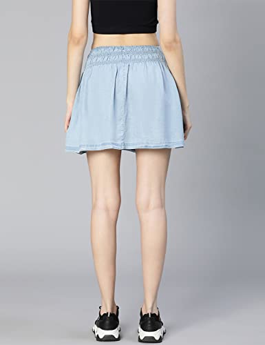 Image of oxolloxo Women Regular Fit Cotton Solid Casual Skirt