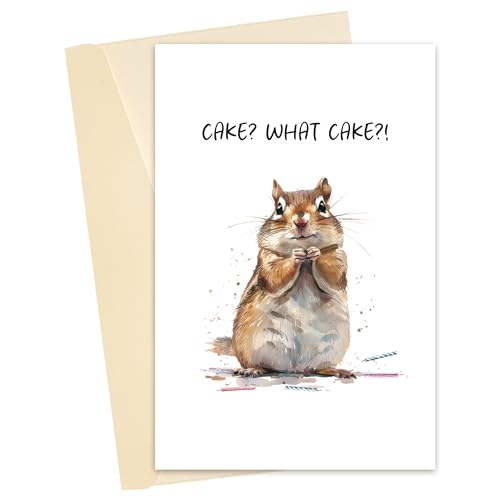 Heyshoo Funny Chipmunk Birthday Card, Humor Animal Theme Birthday Gift for Him Her Friend, Lovely Cheeky Bday Card for Diet