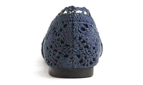 Image of FEVERSOLE Women's Comfort Breathable Knit Crochet Shoes Lace Ballet Flats