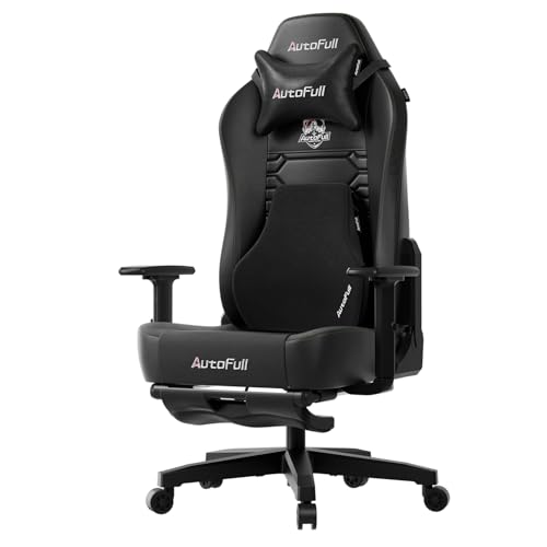 AutoFull C3 Gaming Chair Racing Style Gaming Chair with Ergonomic Lumbar Support Adjustable High Back Velvet Material PC Chair with Footrest Black