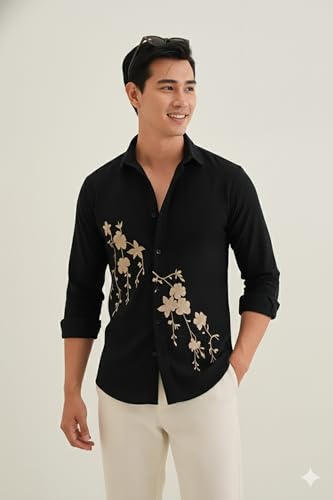 Image of Lymio Men Shirt | Premium Embroidered Shirt for Men | Long Sleeve Slim Fit Casual Shirts for Men | Trendy Wedding & Festive Ready (Packs Also Available) (01-04)