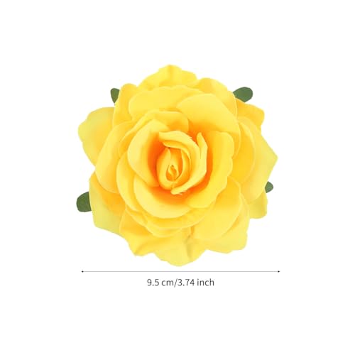 Image of Yellow Rose Brooches Flower Hair Clips for Women | Brooches and Pins | Hair Accessories | Valentines Hair Clips, Wedding Hair Accessories for Women |Lapel Pin