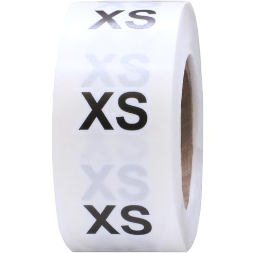 Clear Circle Extra Small XS Clothing Size Stickers - 3/4 Inch Round, 500 Clear Plastic Adhesive Labels Per Roll for Retail Apparel, Clothing Organization, and Inventory - Made in The USA
