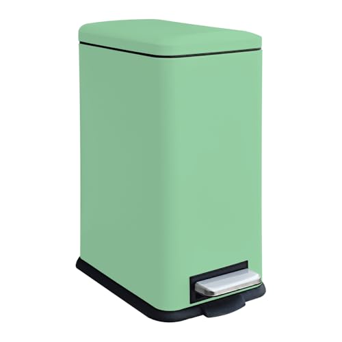 Caneca de basura rectangular verde 10 litros con tapa suave