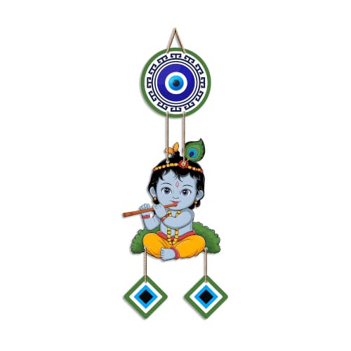 Image of Artvibes Baby Krishna Evil Eye Wall Hanging for Home Entrance Door Decor | Nazar Battu Protection Hanging for Living Room Bedroom Temple | Vastu Positive Energy Decorative Gift (WH 8571N)