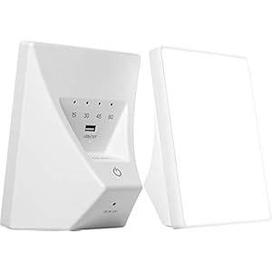 elm Light: Light Therapy Lamp – 10,000 Lux LED, UV-Free – Adjustable Brightness, Custom Angle & Auto Countdown Timer – USB Port for Phone Charging – Replicate Natural Sunlight for Seasonal Blues