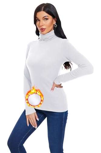 Image of TAIPOVE Cotton Fleece Lined Turtleneck Top for Women Long Sleeve Mock Turtle Neck Lightweight Sweater Thermal Underwear Shirt