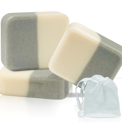 EKIVAO Colloidal Silver Soap Bar, 3Packs Unscented Natural Handmade Castile Silver Soap for Face, Body & Hair, Cleansing Moisturizing Sensitive Skin Body Wash, Cleanser Eliminates Body Odor