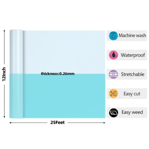 Image of guangyintong Glow in The Dark Heat Transfer Vinyl Blue 12 inch x 25ft