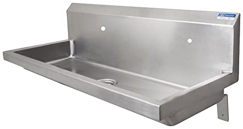 BK Resources 48" Wall Mount NSF Handwashing Sink, 2 Station, ADA Compliant, 14 Ga. T-304 Stainless Steel, Single Hole Splash Mount, Commercial Food Service Hand Wash Sink